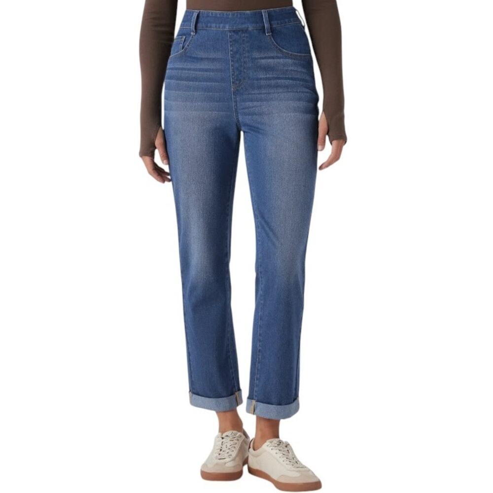 Halara Blue Denim Flex High Waisted Rolled Hem Casual Slim Jeans